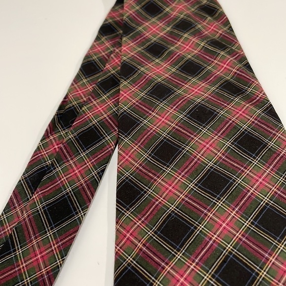 Vintage Ralph Lauren Polo Logo Classic Plaid Tie-Black/Green/Red-EUC! - Picture 3 of 6